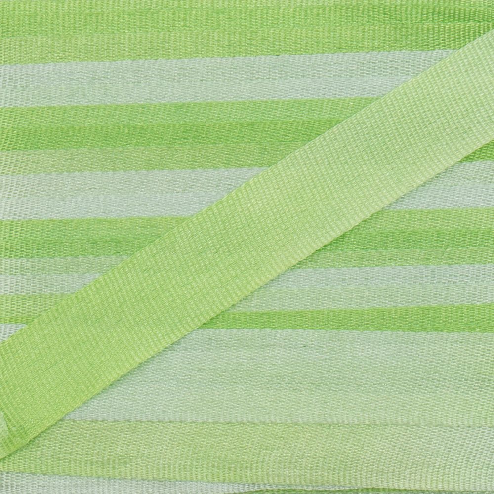 Лента (тесьма) шелковая 7.0 мм / 45.5±0.5 метров, M032 бл. салатовый/салатовый, Gamma SRM-7