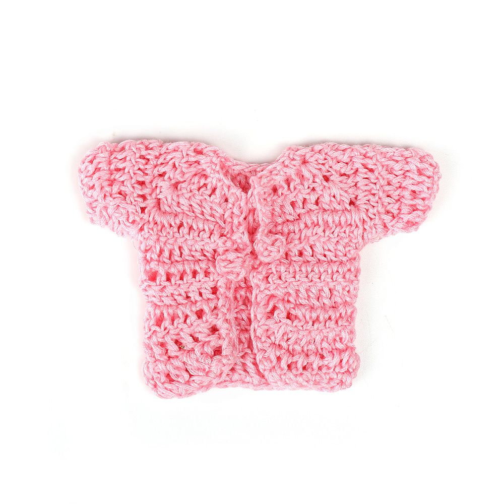 Кофта вязаная мини (ручная вязка), ширина 8см длина 9см рукав 5см цв.розовый