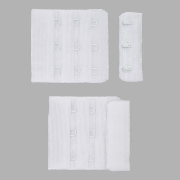 Текстильная застежка с крючками 3х3, для бюстгальтера, 50мм (белый), А0300.050, 25 шт