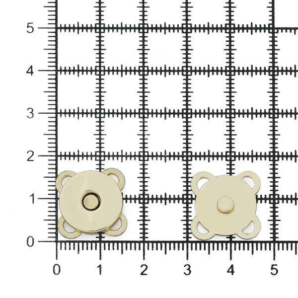 Кнопка магнитная металл пришивная ⌀15.0 мм, золото, металл., 4 шт, BIG