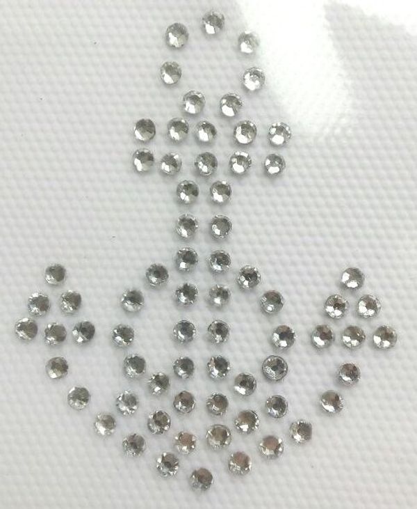 Термоаппликация из страз Якорь маленький 5х6см цв.кристалл, 5 шт