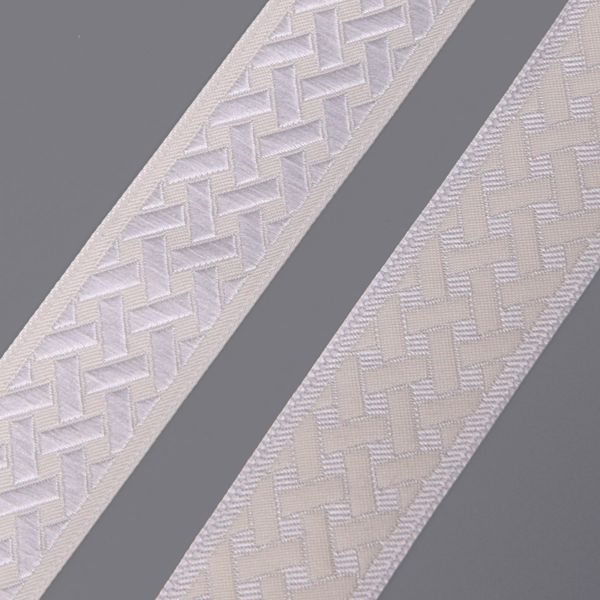 Лента (тесьма) жаккардовая 35.0 мм / 10±0.5 метров, бордюр Плетеный орнамент 35274 V1 белый
