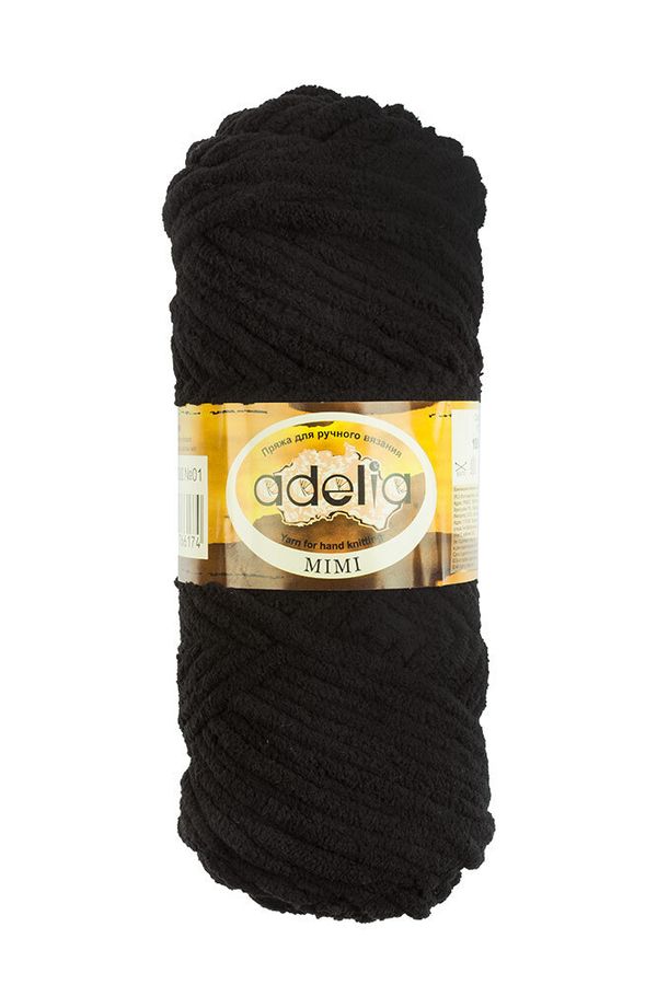 Пряжа Adelia Mimi / уп.5 мот. по 100г, 80м, 01 черный
