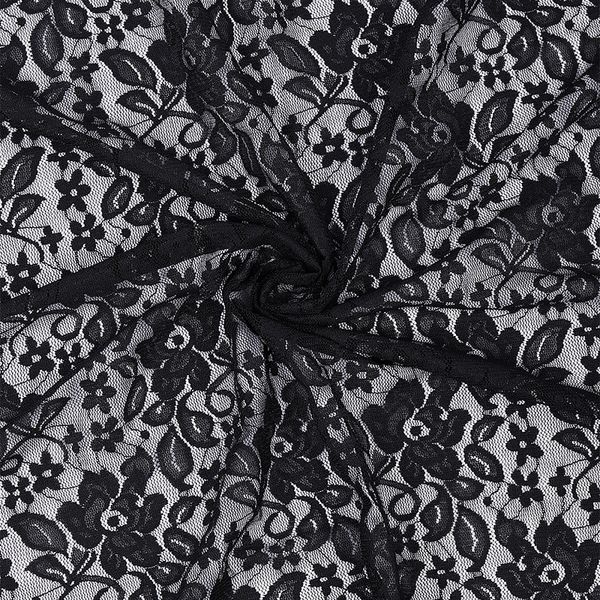 Ткань кружевная (гипюр стрейч) 90 г/м², 150 см / 45 метров, TBY.M0064 цв.черный