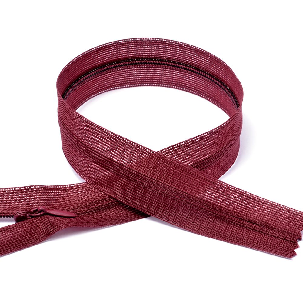 Молния потайная (скрытая) Т3 (3 мм) 1 зам., н/раз., 50 см, цв.F179 т.бордовый уп.50 шт