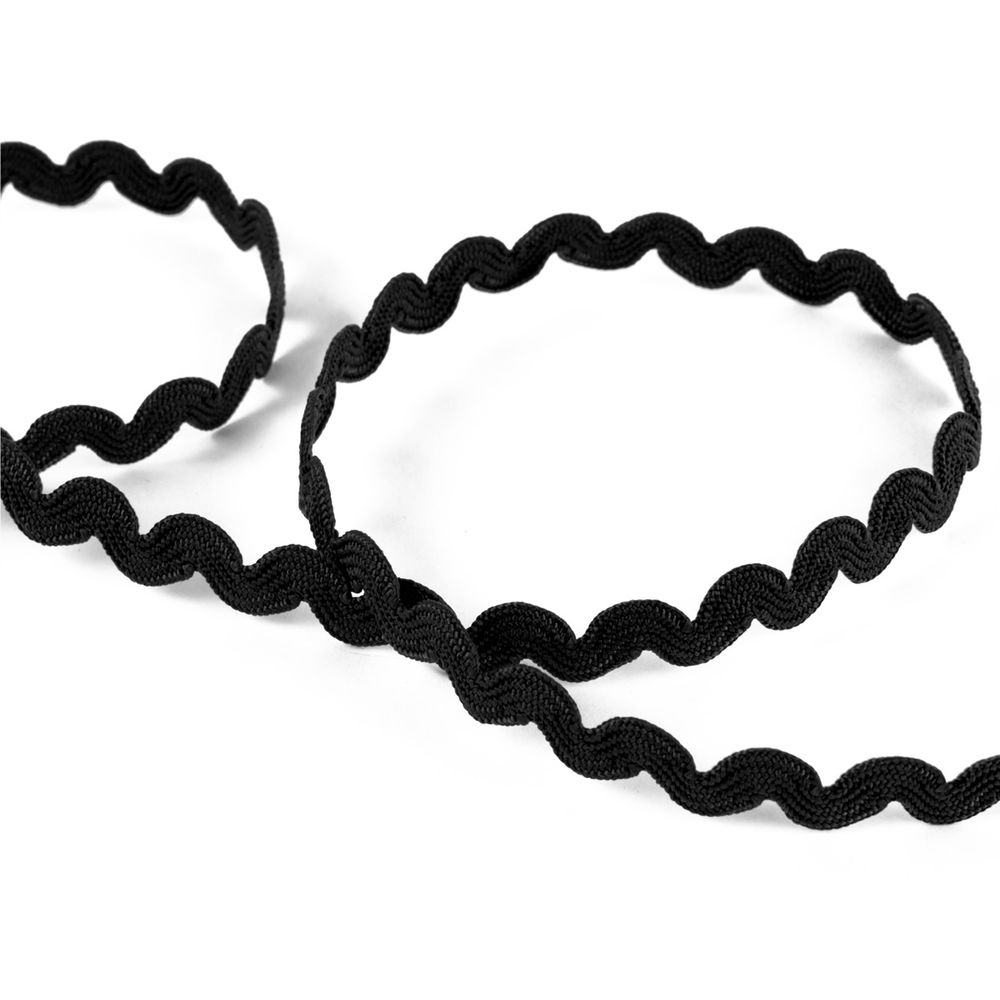 Тесьма отделочная зигзаг 9 мм, / 20 метров, черный, Blitz