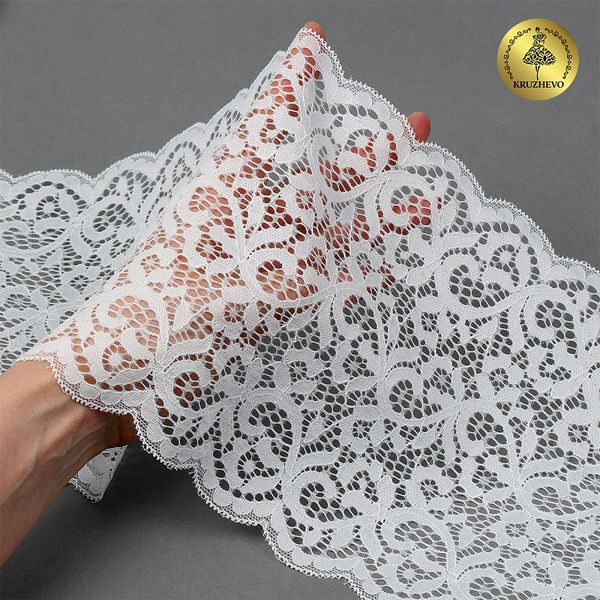 Кружево бельевое эластичное 180 мм / 3 метра, TBY.L1672, цв.004 сумрачный белый