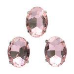 Хрустальные стразы в цапах овальной формы, розовый 13х18 мм, 3 шт, ОЦ007НН1318