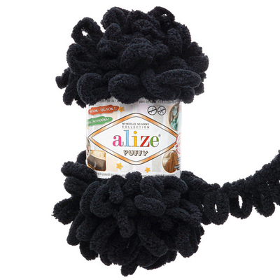 Пряжа Alize (Ализе) Puffy / уп.5 мот. по 100 г, 9м, 1060 темный антрацит
