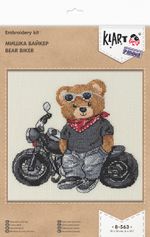 Набор для вышивания Klart 8-563, Мишка байкер, 15х14 см