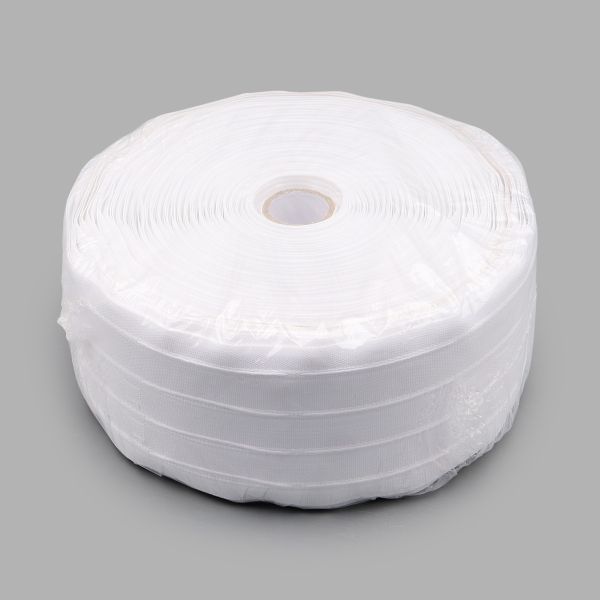 Лента (тесьма) шторная: сборка бантовая (1:2.75) 80 мм / 50 метров, (2 ряда петель, 4 шнура), C807 белый