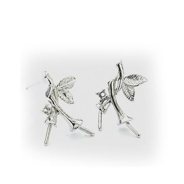 Основа для серег, 15х10 мм, 2 шт, Астра, серебро