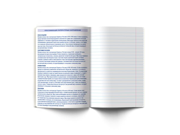 Тетрадь со справочным материалом Яркие краски, матовая ламинация + выбор. лак, A5+ 48 л. на скобе 65 г/м², белизна 100%, 10 шт, линия, 00869 Литература, Светоч 48Т8