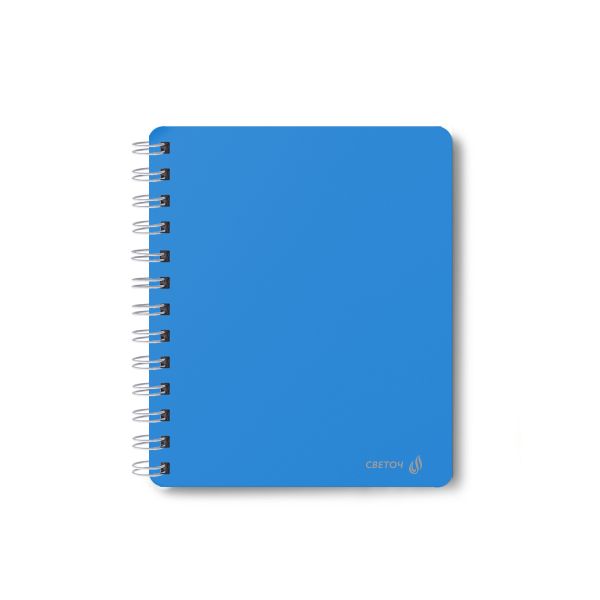 Записная книжка с пластиковой обложкой, тиснение серебряной фольгой, 500 мкр, на гребне, A6 80 л., 4 шт, клетка, Голубая 01047, Светоч 80ЗК33