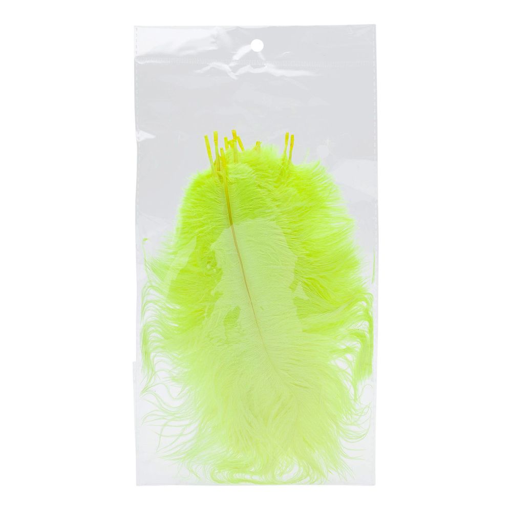 Перья страуса декоративные 20-25см, 10 шт в упак, желтый