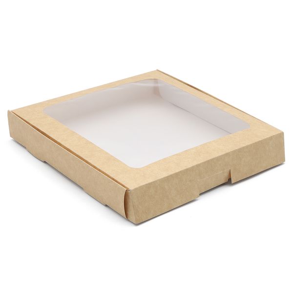 Коробка самосборная, крафт, 19х19х3см, 7904618