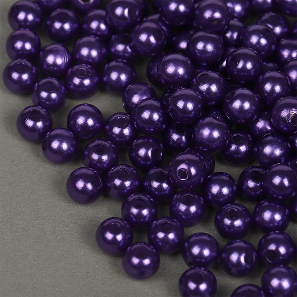 Бусины пластик (перламутр) ⌀8 мм, цв.133 фиолетовый, уп.500г (2130 шт), Magic4Hobby