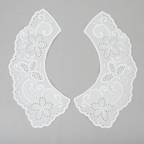 Пришивной кружевной воротник шитьё 120 мм, 5 пар Турция, суровый, Gamma VYEM-27-01M