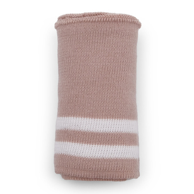 Подвяз (довяз) трикотажный 7.5х80 см, однослойный в полоску, пыльная роза цв.344/белый