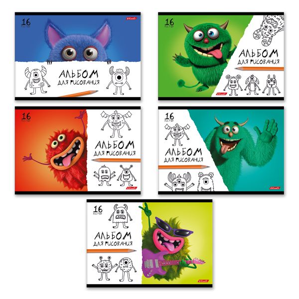Альбом для рисования 100 г/м², A4 29х20.5 см, 16 л. на скобе, 10 шт, Буки и барабашки 000650, Светоч 16АЛСК4_1_3_9