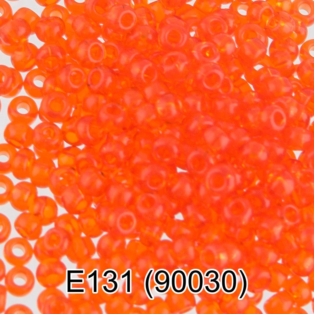 Бисер Preciosa круглый 10/0, 2.3 мм, 10х5 г, 1-й сорт, E131 яр.оранжевый, 90030, круглый 5