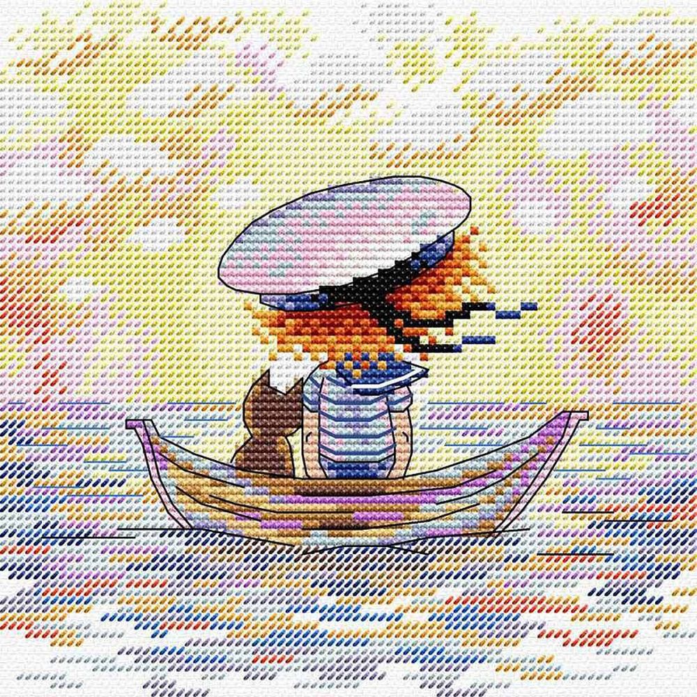 Набор для вышивания нитками МП Студия, По волнам 15х15см