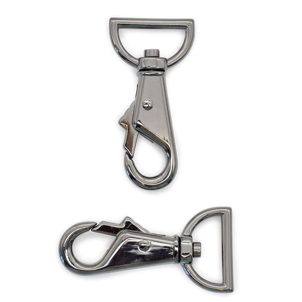 Карабин металл 25.0 мм (62х31 мм), чер/никель, 4 шт