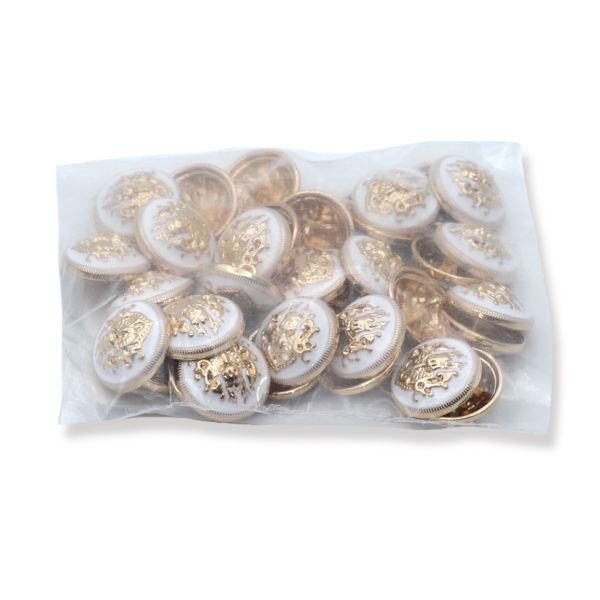 Пуговицы на ножке 28L (18мм), металл (White/G белый с золотом), 36 шт, ME 645