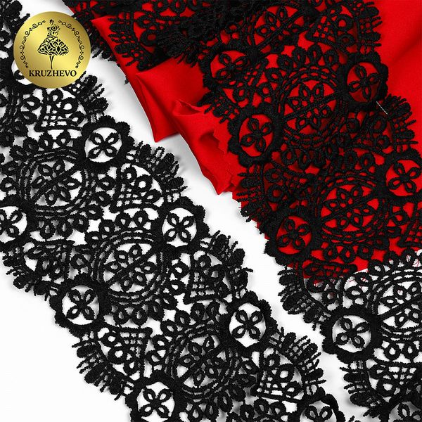 Кружево гипюр (плетёное) 85 мм / 4.5 метра, TBY.SUN.02, цв.черный