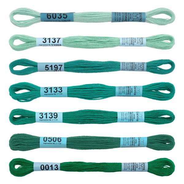Мулине Gamma набор Спектр, цв.emerald, 7 мотков по 8 метров