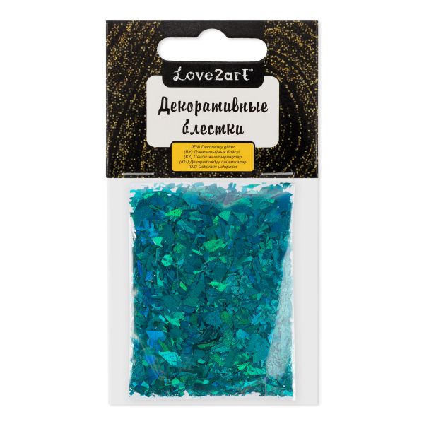 Блестки декоративные хлопья 25 г (5х5 г), 4.5 мл, 28 голубой/light blue, Love2art GLI-02