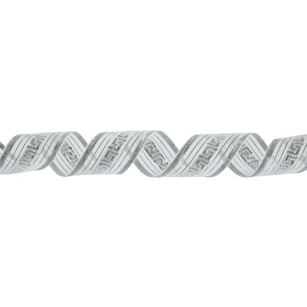 Лента металлизированная Подарочная 25±2 мм / 25±0.5 метров, белый-под серебро, Blitz