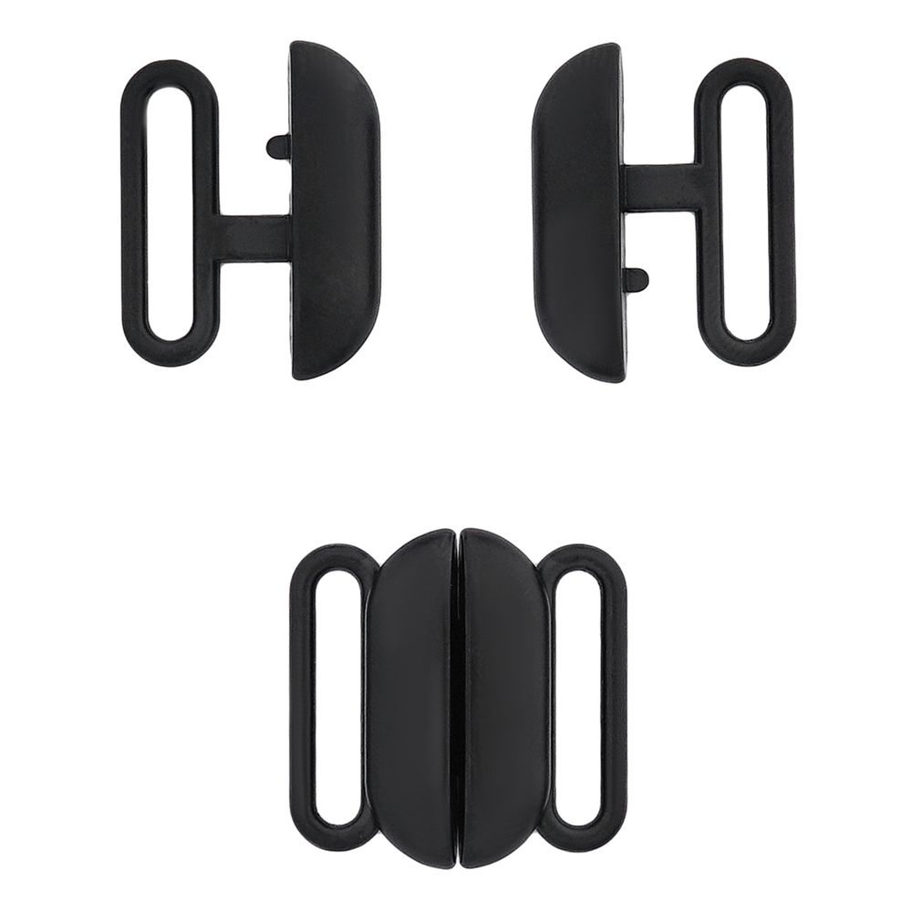 Застежки для купальника (бикини) металл 15.0 мм, черный матовый, МВ_2235, 6 шт