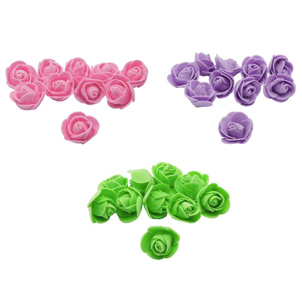 Цветочек-розочка из фоамирана 38 мм, микс №16, 3 цвета, 30 шт