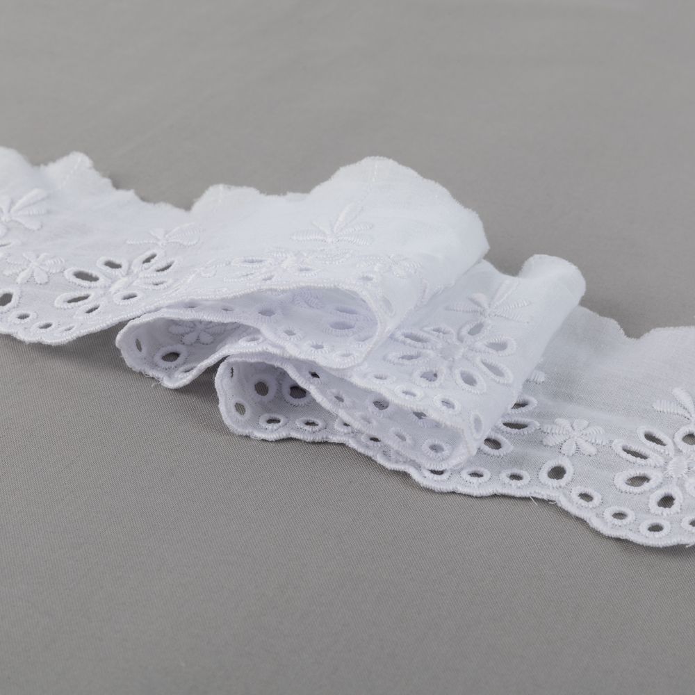 Кружево шитьё 110 мм / 9±0.2 метров, Турция, белый, Gamma GYEM-11005