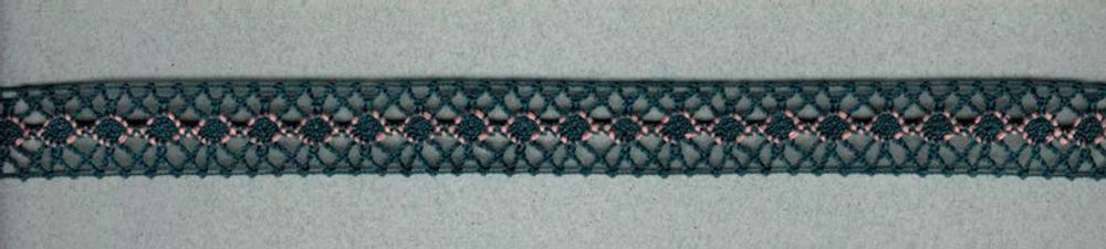 Кружево вязаное (тесьма) 20 мм, морской волны с пыльно-розовым, 30 метров, IEMESA, 65307