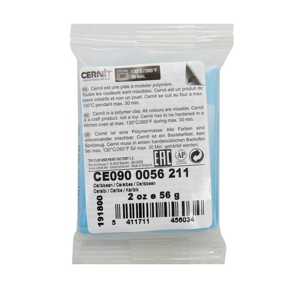 Полимерная глина Cernit №1 запекаемая, классическая 56-62 гр, 211 карибский голубой