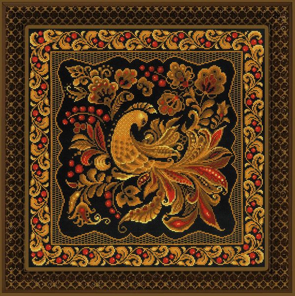 Набор для вышивания нитками Риолис, Подушка/панно Хохлома 40х40 см