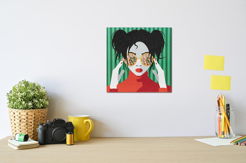 Алмазная (кристальная) мозаика Фрея, постер Девушка в красном, 30х30 см