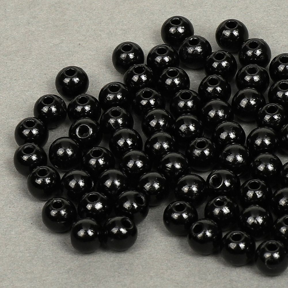 Бусины пластик (перламутр) ⌀6 мм, цв.002 черный, уп.500г (4838 шт), Magic4Hobby