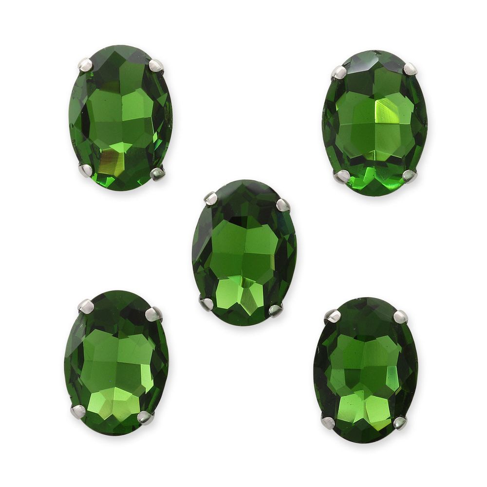 Хрустальные стразы в цапах овальной формы, зеленый 10х14 мм, 5 шт., ОЦ008НН1014