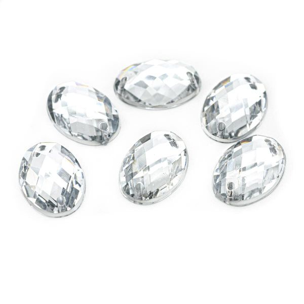 Стразы пришивные, акриловые, 13х18мм, 6 штук (овальные) Astra&Craft (N38 прозрачный)