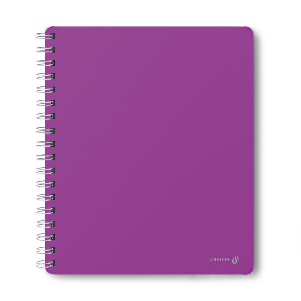 Тетрадь общая с пластиковой обложкой, 500 мкм, тиснение серебряной фольгой, A5 96 л. на гребне 65 г/м², белизна 100% 4 шт клетка, 01931 Пурпурная, Светоч ТЕТ96-001