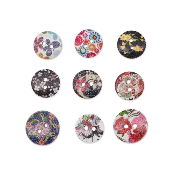 Украшения декоративные пуговицы деревянные Цветы №10, 15-18 мм, 100 шт