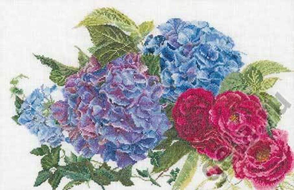 Thea Gouverneur, Гортензии и розы, 46х30 см