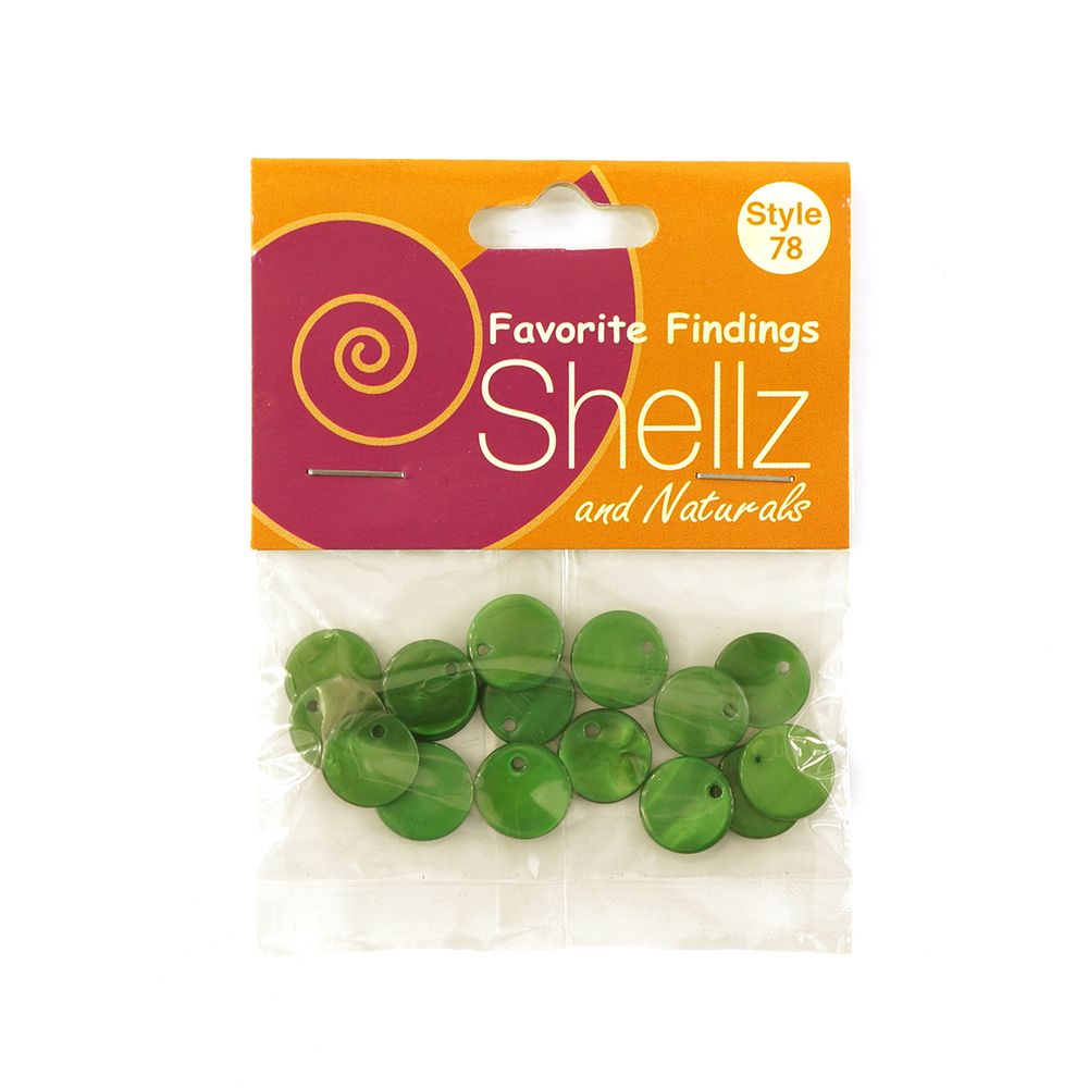 Пуговицы Shellz &amp; Natural Round River Shell Dangles 13 мм, зеленый, 16 шт, Blumenthal Lansing