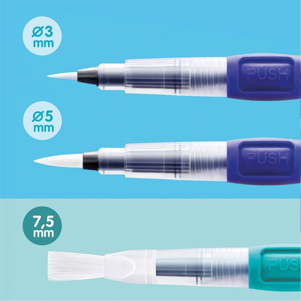 Кисть синтетика "Milan" Набор кистей с резервуаром для воды круглая 3 шт длинная ручка, 04C403, Milan, 04C403