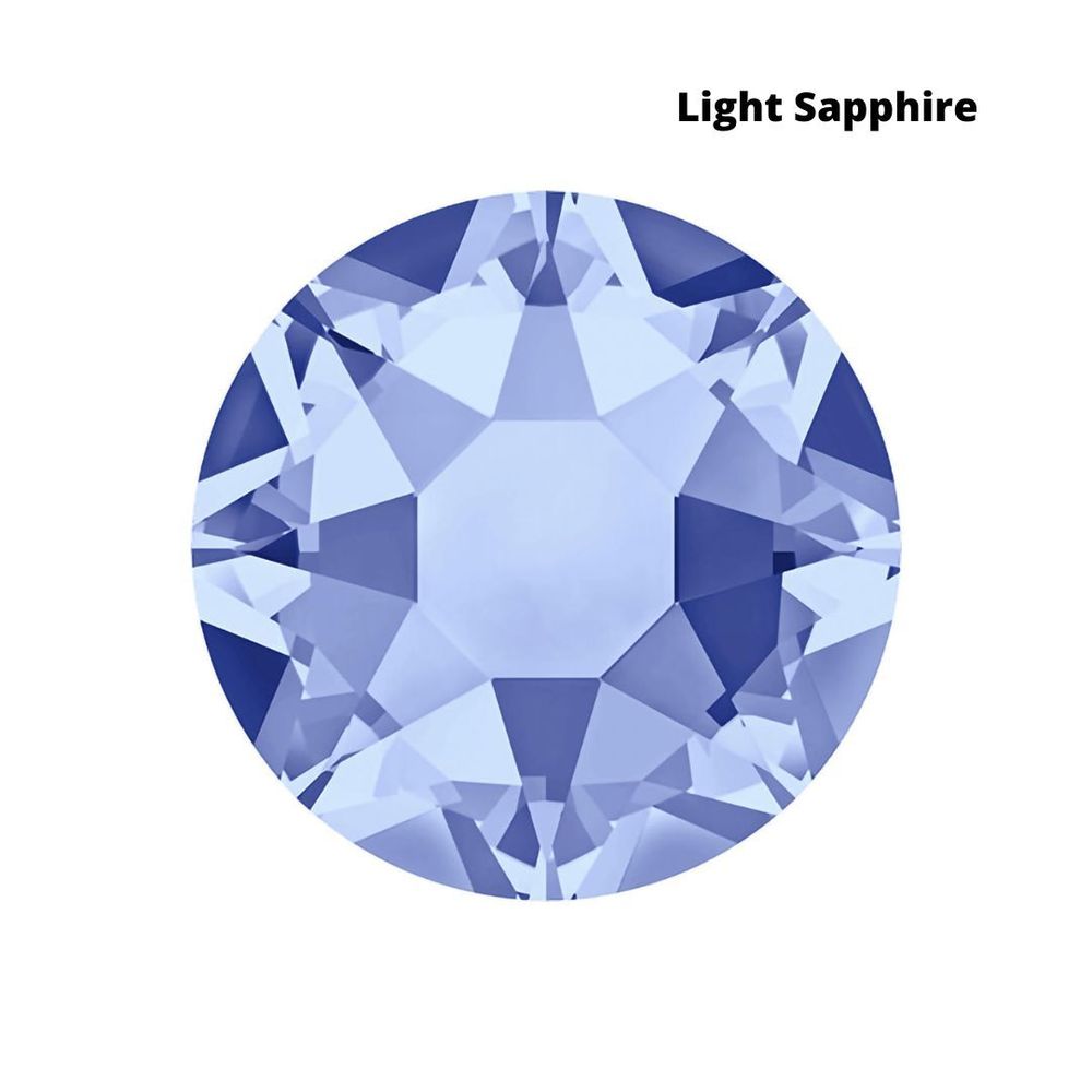 Стразы Swarovski клеевые плоские 2028HF, ss 6 (2 мм), Light Sapphire M, 144 шт