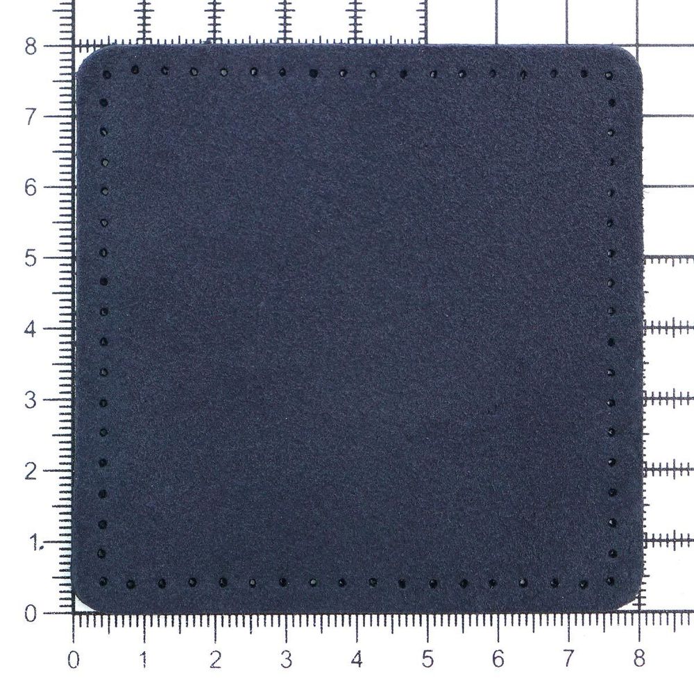 Заплатки пришивные из замши, квадрат 8см с перфорацией, 2 шт, 100% кожа, 22 темно-синий, 59122