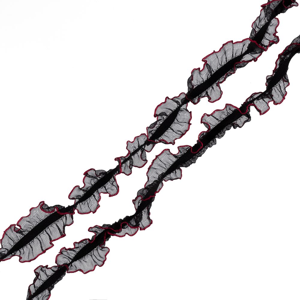 Резинка бельевая декоративная 18 мм / 25±0.5 метров, черный/красный, Blitz DT-07 /Распродажа/